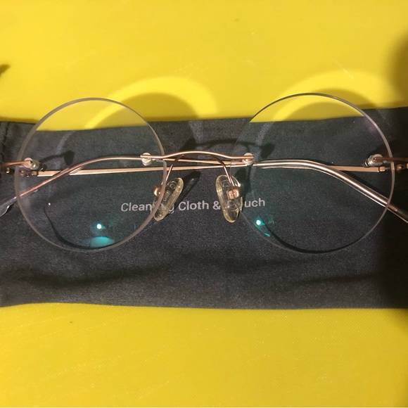 🆕 eyeglass Rimless frames Rose gold color round lenses - Picture 9 of 12